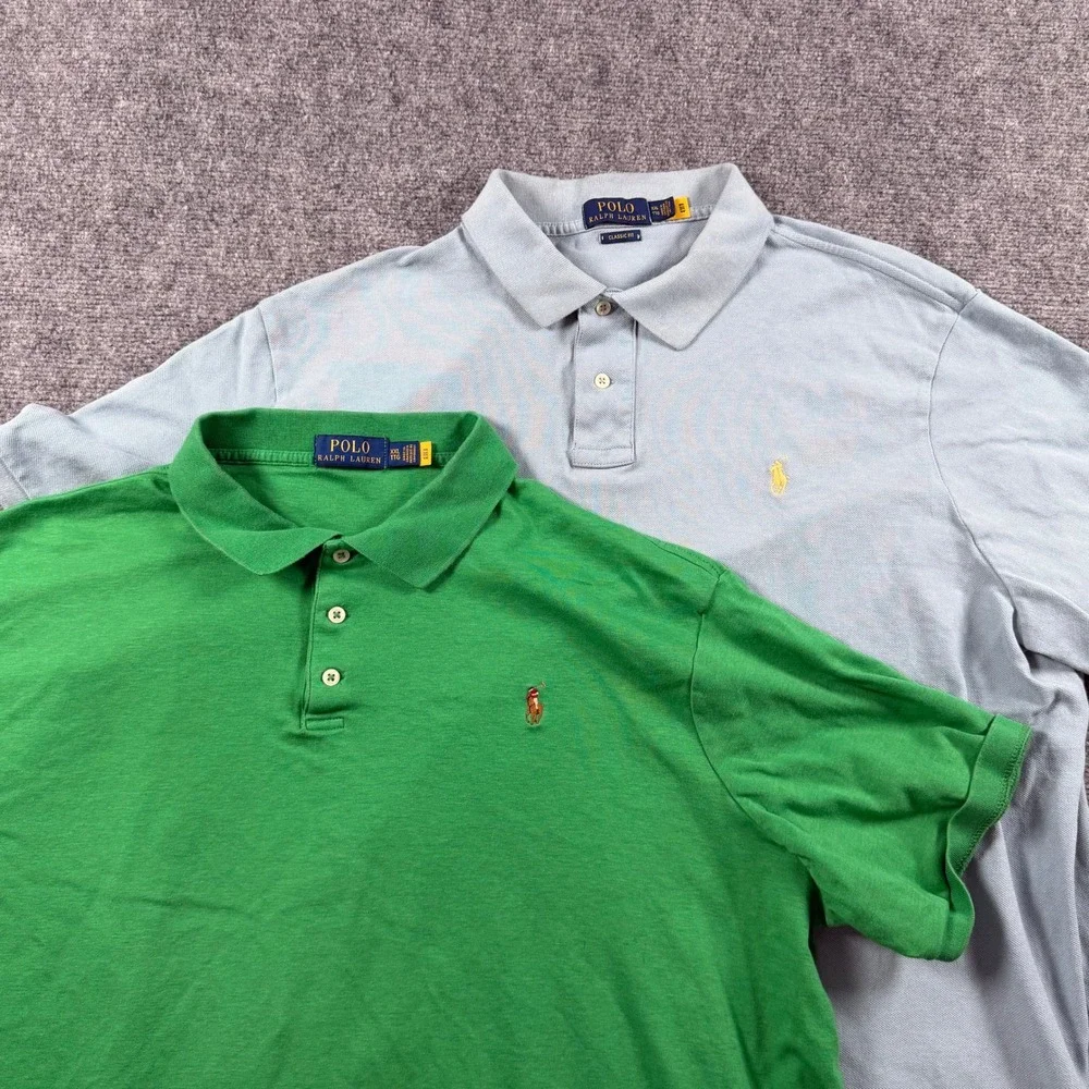 Polo Ralph Lauren Polo Shirt Mens XXL Green Blue Bundle Classic Fit Lot of 2
